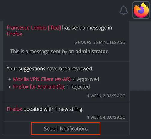 Dropdown notifications