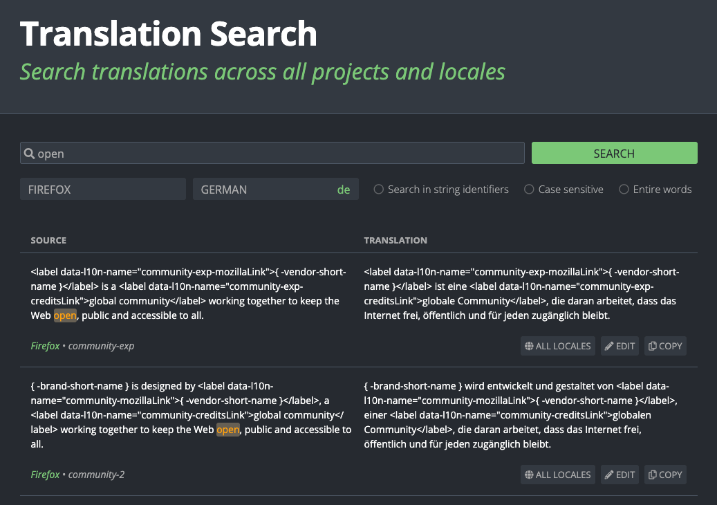 Translation Search