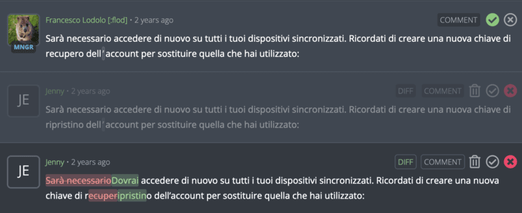 Diff for suggestions