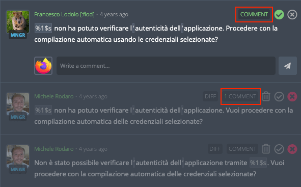 List of suggestions and translations for a string